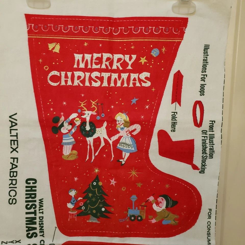 Vintage Valtex Walt Disney Christmas Stocking Cut & Sew Fabric Panel 16" x 11" - Image 4 of 4