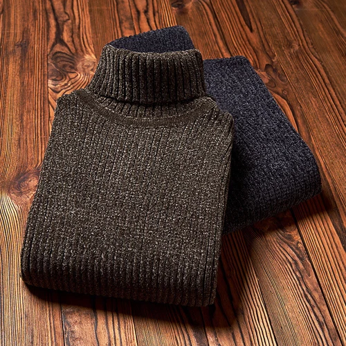 Suéter Otoño/Invierno Delgado Cuello Alto Color Sólido Pullover Hombres Tejido Asiático talla - Imagen 4 de 16