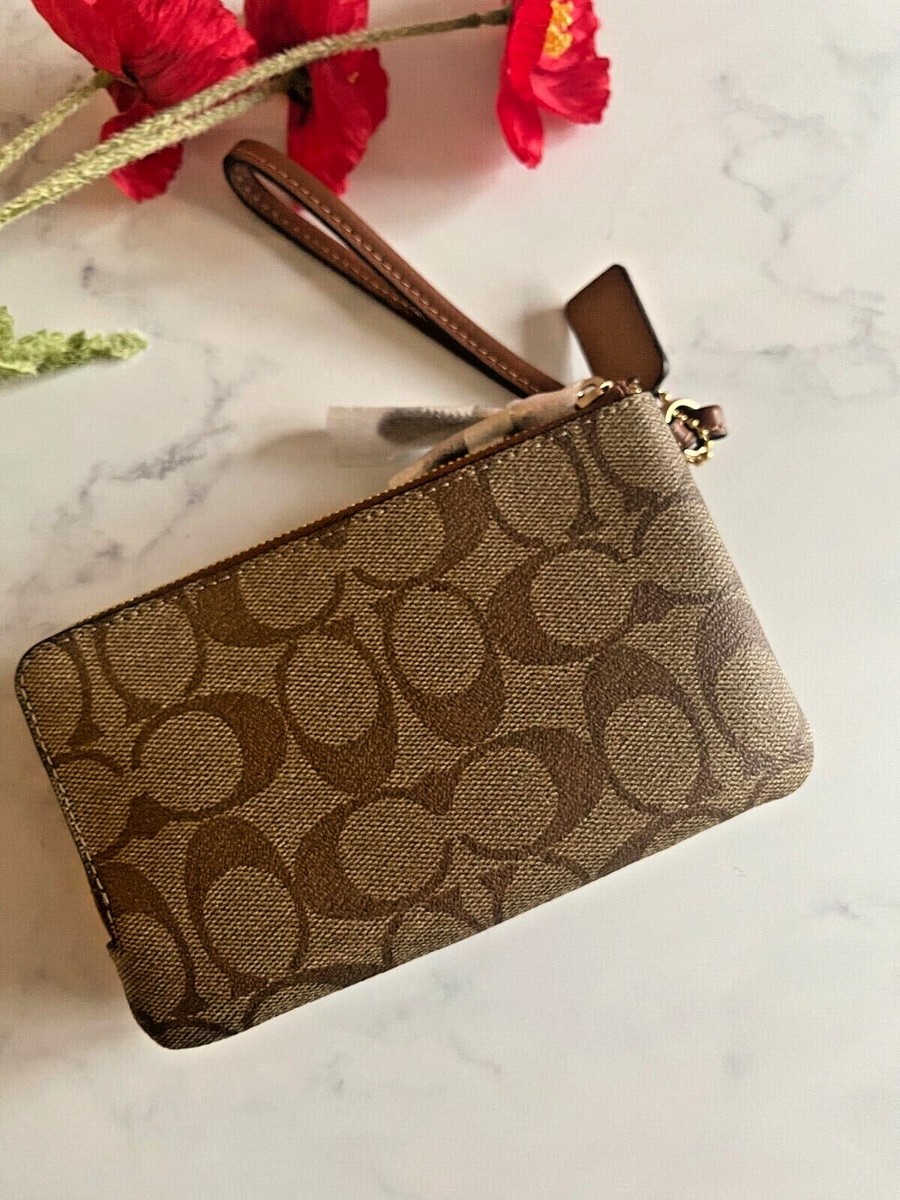 BN Coach Double Corner Zip Wristlet wallet leather Pick