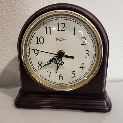 Vintage Ingraham Desk Clock Dark Walnut Toastmaster 1998