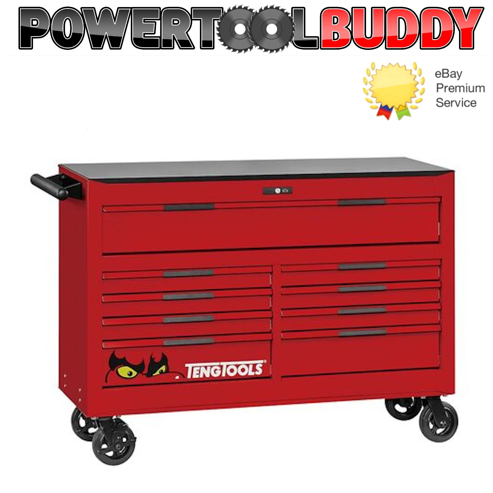 Teng TSW53R9 53"" PRO35™ Roller Cabinet 9 Drawers Red