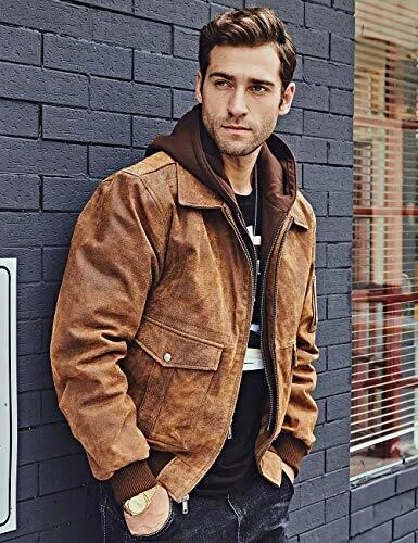 Flavor men's leather flight bomber jacket air force best sale aviator