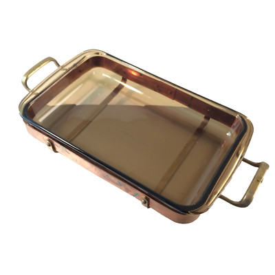 nilsjohan Sweden Kupfer Halter mit PYREX Glas Auflaufform Backform 28 cm