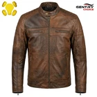 RIDERACT Mens Leather Motorcycle Jacket Kratos Armored Biker Jacket Riding Gear