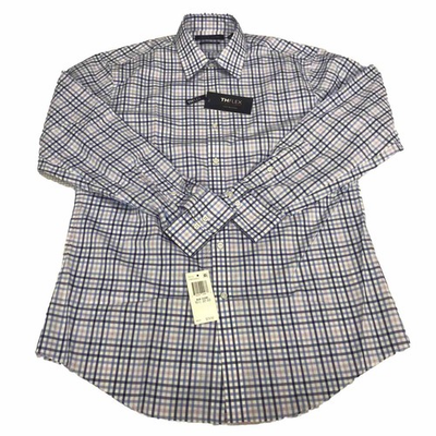 #ad #ad Tommy Hilfiger Mens TH Flex Athletic Fit Stretch Plaid Shirt Blue 15 1 2 32 33 $33.99