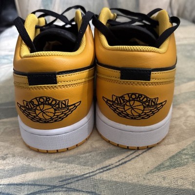 Nike Air Jordan 1 Low Black Yellow Ochre White 553558-072 Men's Sz