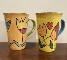 2 x Whittard Of Chelsea Multicoloured Tall Latte Coffee Mugs