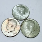 1964 Kennedy Half Dollar Lot Of 3 90% Silver Circulated Condition #8330