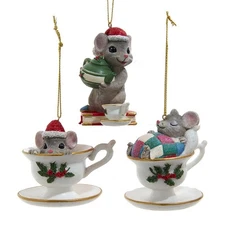 Nostalgic Mouse With Teacup Christmas Holiday Ornament E0964
