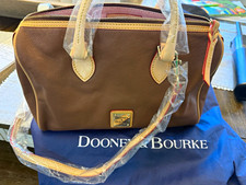 Dooney  Bourke Classic Brown Pebbled Satchel Zip, Detachable Strap Dust Bag