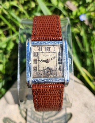 Vtg 1929 Bulova Standford Men's 27mm Art Deco Tank Watch 10AN Mechanical 15J!!!
