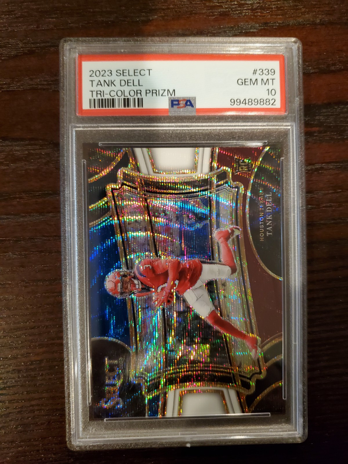 Tank Dell 2023 Panini Select #339 Tri Color Prizm /75 Field Level Rookie PSA 10