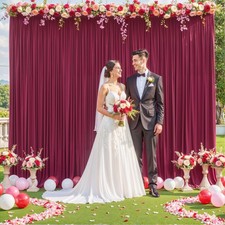 10ft x 7ft Burgundy Backdrop Curtain for Parties Wedding Maroon Wrinkle Free ...