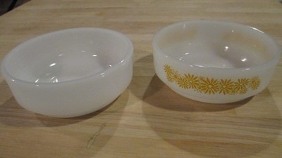 Vintage Glasbake / Fireking Soup Bowls Milk Glass White - 2 Bowls in 1 Combo Lot