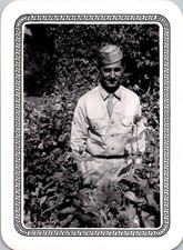 Vintage 1943 WWII Era Soldier Portrait Photo Black  White Military Uniform