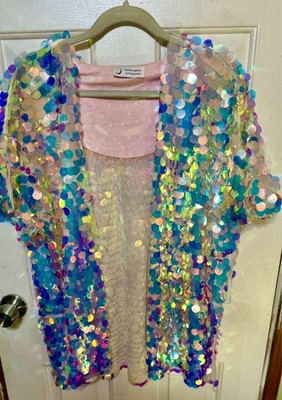 Holographic Dewdrops Sequin Kimono - RAVEWEAR, RAVE CLOTHING