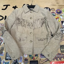 Lauren Ralph Lauren Womens Fringe Trim Goat Suede Jacket Size 00