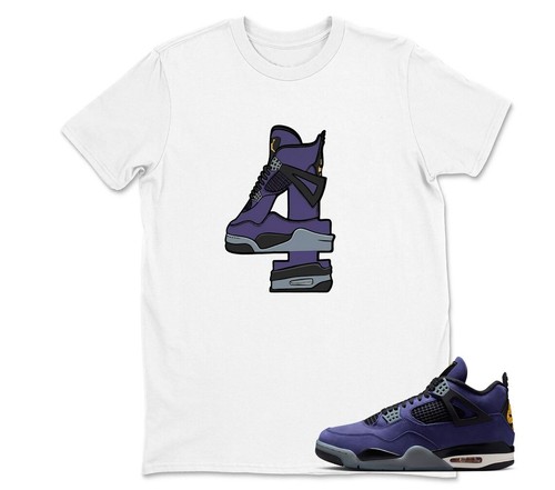 Number 4 Sneaker Shirt Black to Match jd 4 Imperial Purple BLACK/WHITE - Picture 2 of 6