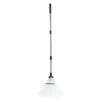 Uimoso Steel Garden Leaf Rake with 18 Tines & Adjustable Handle (32.3-55.6 Inch)