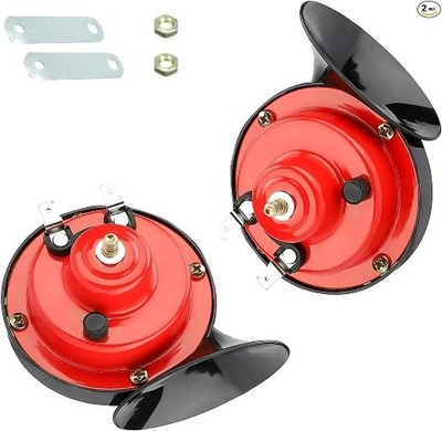 2 PCS 300DB Super Loud Train Horn, 12V Waterproof Electric Snail Do Color: Red
