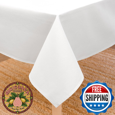 Encasa XO Dining Table Cover 56x120 Cotton Canvas Rectangular Tablecloth White, 