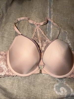 NEW ADORE ME ~34 C~ Lidia Push Up Bra~T Back~ Pink w/ Lace trim Front Close