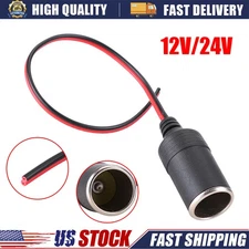 12V/24V Car Cigarette Lighter Charger Adapter Cable Female Socket Plug Connector