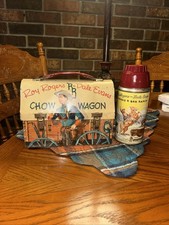 Vintage Roy Rogers Dale Evans Dome Metal Lunch Box w/ Thermos Show Wagon 1955