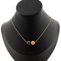 Steine Und Mineralien. Halskette 2 Perlen Achat Bambusblatt 8 Mm Kette Aus Ac