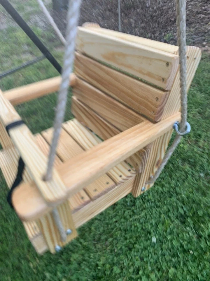 Columpio de madera de pino para niños pequeños, columpio de madera, columpio hecho a mano, regalo para nieto Foto 4 de 4