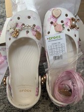 Ballerine LoveShackFancy X Crocs taglia 9 nuove con scatola rosa ostrica floreale