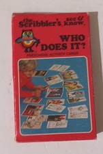VTG 1980s Scribbler's See & Know Preschool Pre-K Activity Cards, Who Does It?
