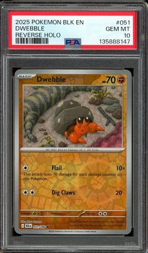 Pokemon TCG Scarlet & Violet Black Bolt #051 Dwebble Reverse Holo PSA 10