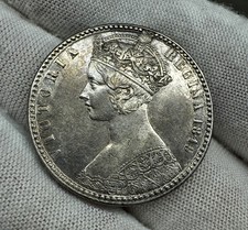 1849 Britain Victoria Gothic Godless Silver Florin Beautiful Braids High Grade