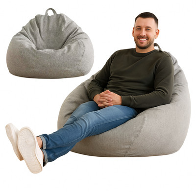 Sitzsack 350L Hellgrau mit ECO Füllung Bean Bag Kissen XXL