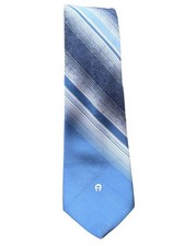 Cravatta vintage Etienne Aigner uomo, seta, blu con motivo diagonale 52"
