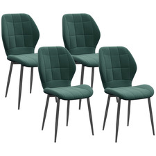 Dining Chair Set 4 Emerald Green Flannel Sponge Steel 47x57x85cm Tub Upholstered