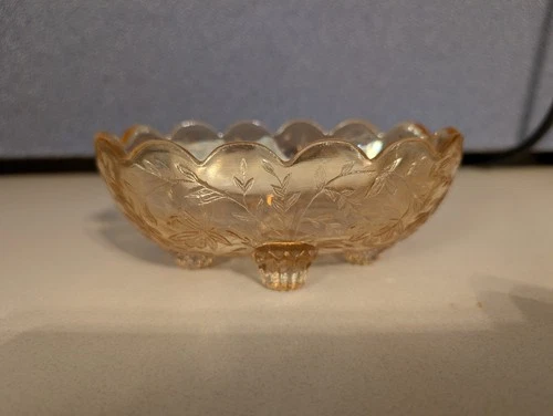 Jeannette Floragold - Orange Glass Bowl - Louisa Pattern - Depression glass - PO