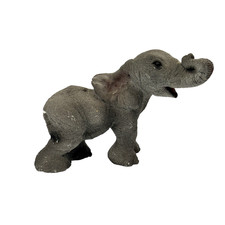 Vtg Livingston Elephant Figurine Ceramic 3.5'' Decor Gray Made in USA