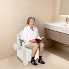 Portable Bedside Commode Toilet Elderly Disabled Commode Chair w/Armrests 100kg