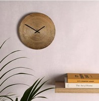 Interval Grooved Gold Metal Wall Clock