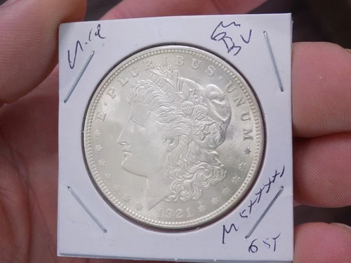 MORGAN SILVER DOLLAR 1921 GEM BU MS+++++ BLAST WHITE 90% SILVER DOLLAR