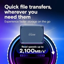 Crucial X10 8TB External Portable SSD Drive Up 2100MB/s USB-C 3.2 Gen2 Ip65