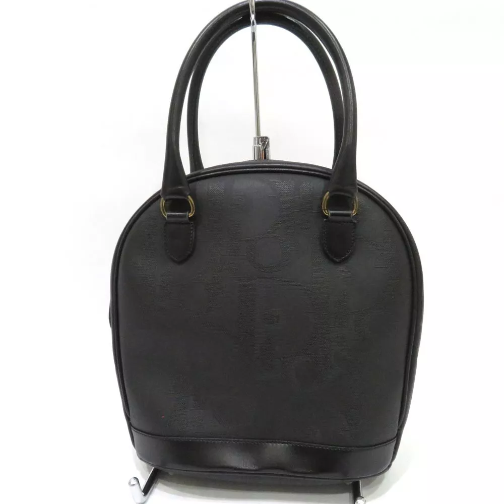 Sac fourre tout Christian Dior trotteur ancien vintage noir PVC cuir fermeture éclair femme