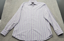 HUGO BOSS Shirt Mens Size 16 Multicolor Striped Long Sleeve Collared Button Down