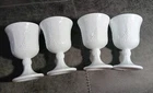 VINTAGE Indiana Colony White Milk Glass Goblets Harvest Grape Pattern (Set of 4)