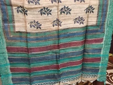 Vintage Dupatta Long Stole Khadi Shawl/Painted Wrap Scarves/ Muffler/India