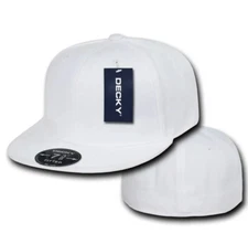 Decky RP1 Plain Fitted Flat Bill Caps in White Color