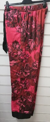 DAMEN EX CHAIN STORE ROSA BLUMEN SATIN PYJAMAHOSE GRÖßE UK 8