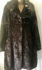 Rare Biba Size 16 Brown Black Leopard Print Poetic Oriental Faux Fur Coat